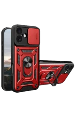 Uray store Apple iPhone 17 Pars Lens Yüzüklü Silikon - Kırmızı