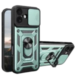 Uray store Apple iPhone 17 Pars Lens Yüzüklü Silikon - Yeşil