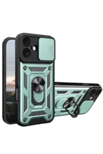 Uray store Apple iPhone 17 Pars Lens Yüzüklü Silikon - Yeşil