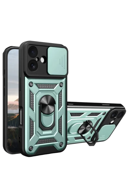 Uray store Apple iPhone 17 Pars Lens Yüzüklü Silikon - Yeşil
