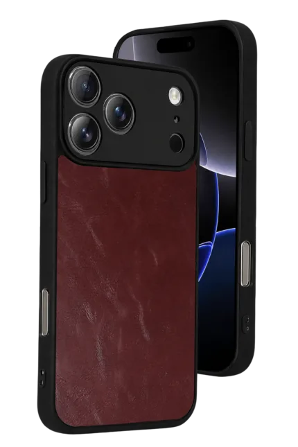 Uray store Apple iPhone 17 Pro Aras Deri Kapak - Bordo