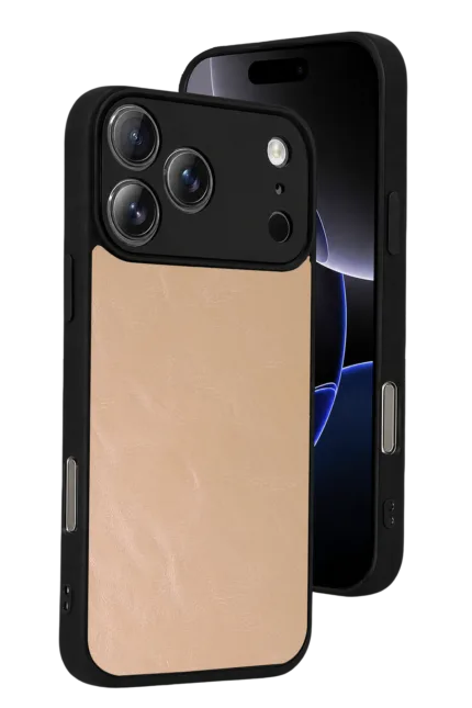Uray store Apple iPhone 17 Pro Max Aras Deri Kapak - Pudra