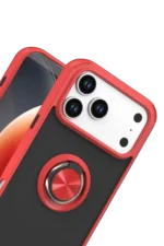 Uray store Apple iPhone 17 Pro Max Montreal Yüzüklü Silikon Kapak - Kırmızı - Görsel 2
