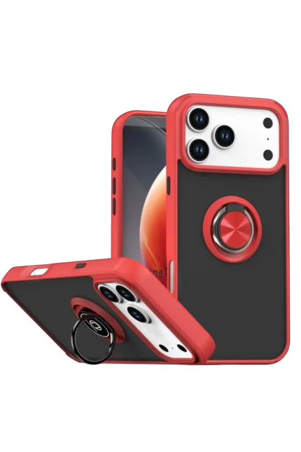 Uray store Apple iPhone 17 Pro Max Montreal Yüzüklü Silikon Kapak - Kırmızı