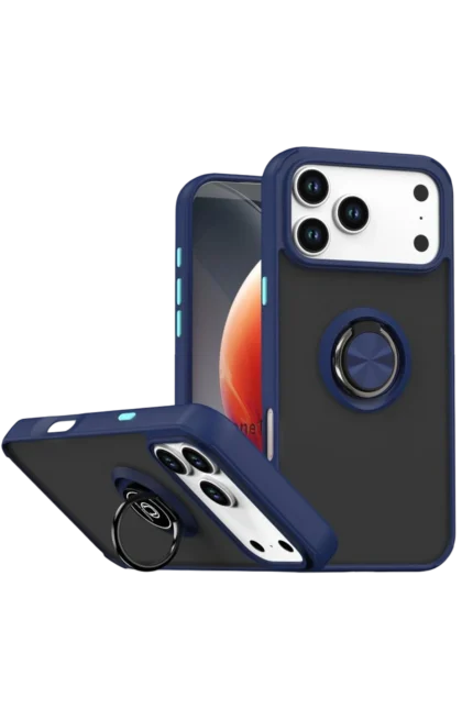 Uray store Apple iPhone 17 Pro Max Montreal Yüzüklü Silikon Kapak - Lacivert