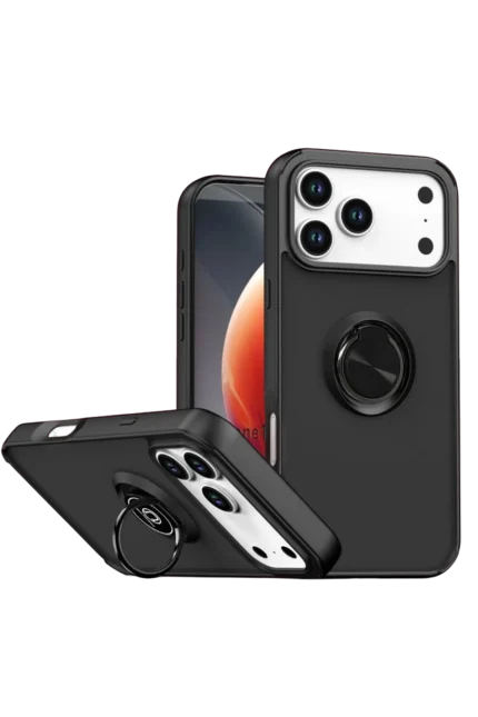 Uray store Apple iPhone 17 Pro Max Montreal Yüzüklü Silikon Kapak - Siyah