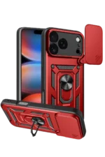 Uray store Apple iPhone 17 Pro Max Pars Lens Yüzüklü Silikon - Kırmızı