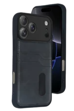 Uray store Apple iPhone 17 Pro Max Sara Kartvizitli Deri Kılıf - Siyah