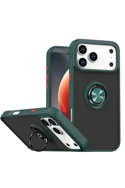 Uray store Apple iPhone 17 Pro Montreal Yüzüklü Silikon Kapak - Yeşil