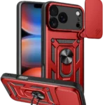 Uray store Apple iPhone 17 Pro Pars Lens Yüzüklü Silikon - Kırmızı