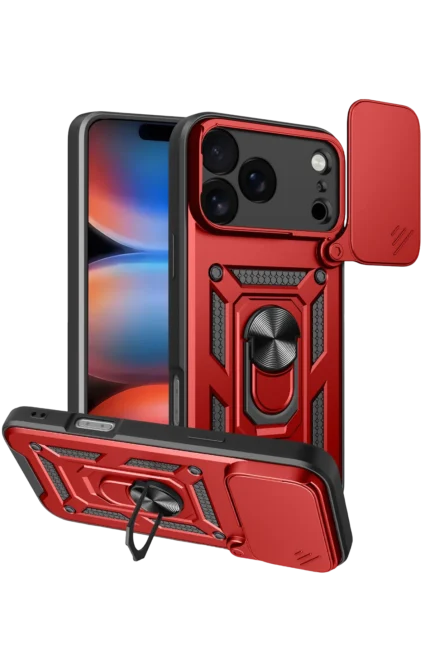 Uray store Apple iPhone 17 Pro Pars Lens Yüzüklü Silikon - Kırmızı