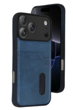 Uray store Apple iPhone 17 Pro Sara Kartvizitli Deri Kılıf - Lacivert