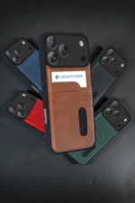 Uray store Apple iPhone 17 Pro Sara Kartvizitli Deri Kılıf - Lacivert - Görsel 4