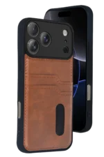 Uray store Apple iPhone 17 Pro Sara Kartvizitli Deri Kılıf - Taba