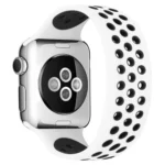 Uray store Apple Watch 38mm Ayarlı Delikli Silikon Kordon - Beyaz-Siyah