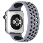 Uray store Apple Watch 38mm Ayarlı Delikli Silikon Kordon - Gri-Siyah