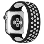 Uray store Apple Watch 38mm Ayarlı Delikli Silikon Kordon - Siyah-Beyaz