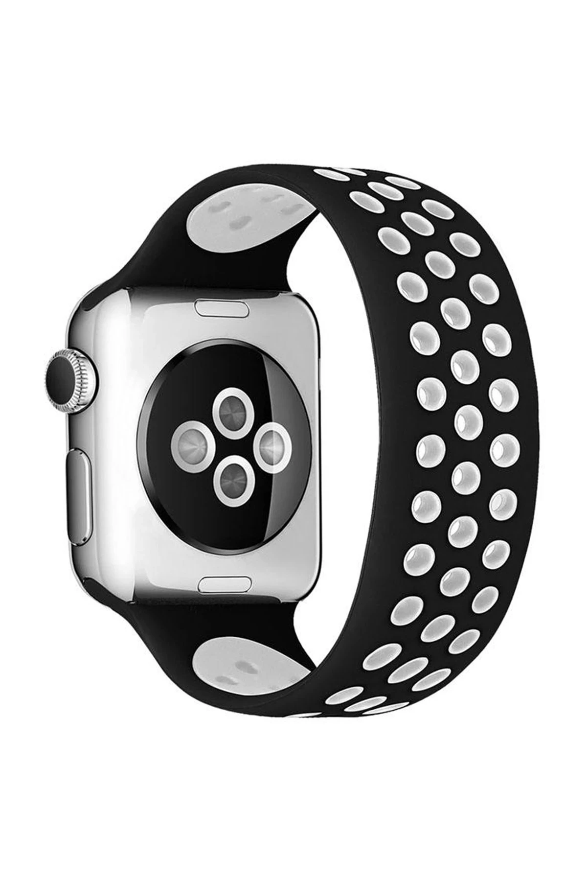newface-apple-watch-38mm-ayarli-delikli-silikon-kordon-siyah-beyaz-default Uray store Apple Watch 38mm Ayarlı Delikli Silikon Kordon - Siyah-Beyaz - Görsel 1