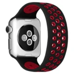 Uray store Apple Watch 38mm Ayarlı Delikli Silikon Kordon - Siyah-Kırmızı