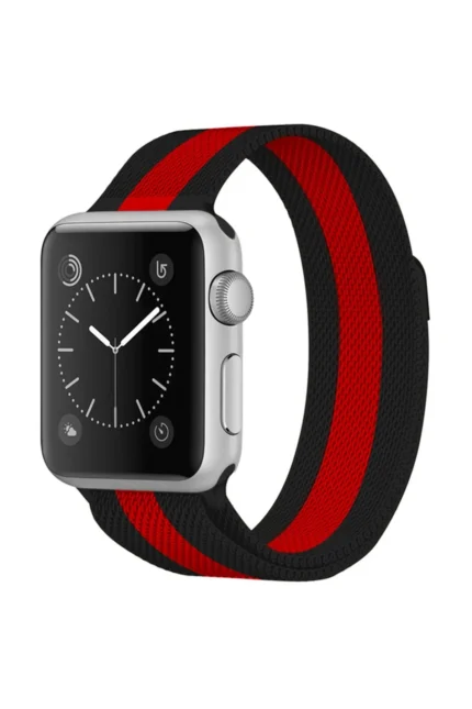 Uray store Apple Watch 38mm Metal Mıknatıslı Kordon - Siyah-Kırmızı