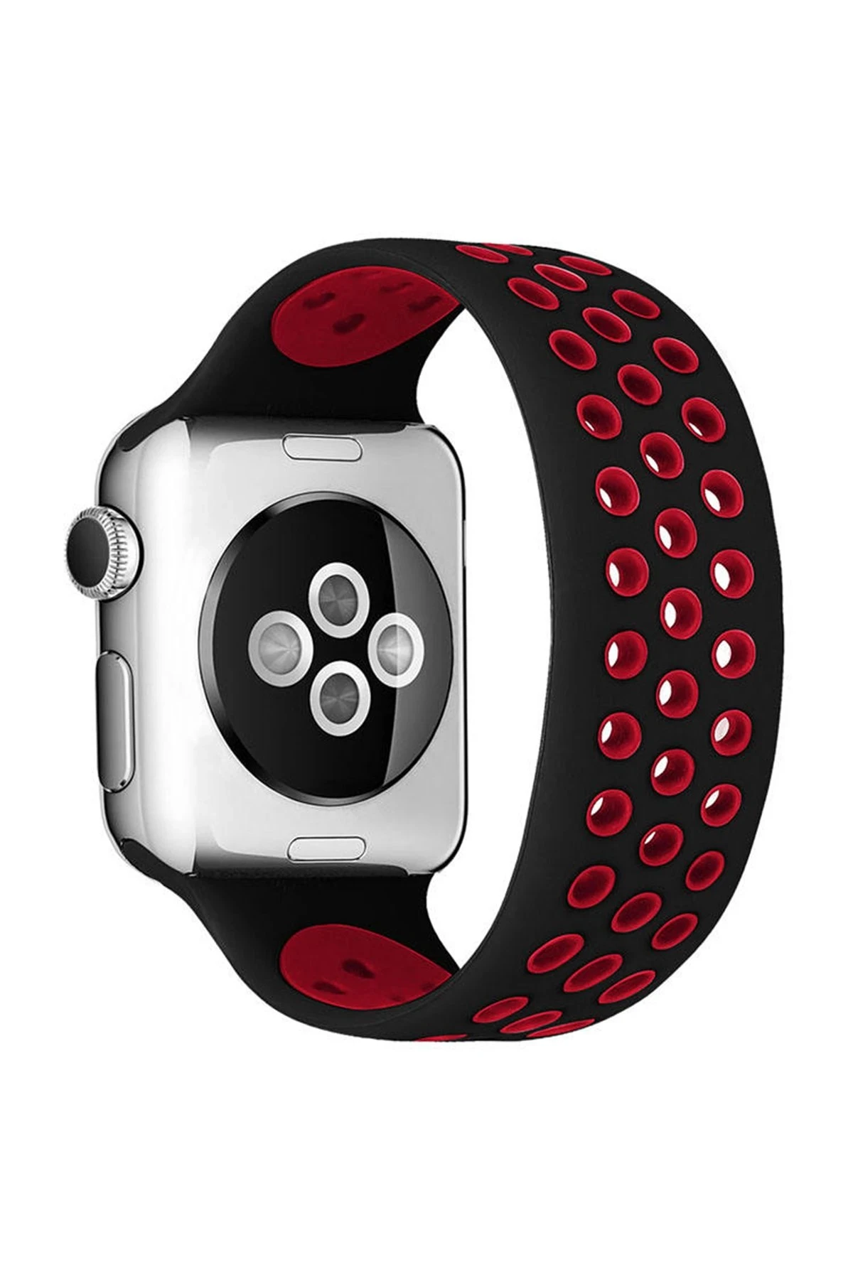 newface-apple-watch-42mm-ayarli-delikli-silikon-kordon-siyah-kirmizi-default Uray store Apple Watch 42mm Ayarlı Delikli Silikon Kordon - Siyah-Kırmızı - Görsel 1