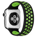 Uray store Apple Watch 42mm Ayarlı Delikli Silikon Kordon - Siyah-Yeşil