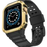 Uray store Apple Watch 42mm KR401 Silikon Kordon - Siyah-Gold