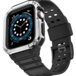Uray store Apple Watch 42mm KR401 Silikon Kordon - Siyah-Gümüş