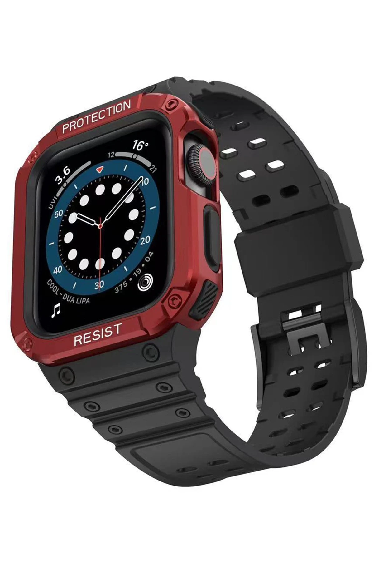 newface-apple-watch-42mm-kr401-silikon-kordon-siyah-kirmizi-default Uray store Apple Watch 42mm KR401 Silikon Kordon - Siyah-Kırmızı - Görsel 1