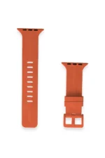 Uray store Apple Watch 42mm KR408 Çizgili Silikon Kordon - Turuncu - Görsel 2