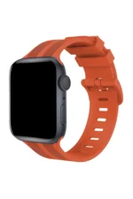 Uray store Apple Watch 42mm KR408 Çizgili Silikon Kordon - Turuncu