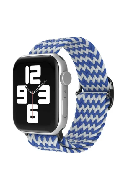 Uray store Apple Watch 42mm Star Kordon - Zigzag Beyaz-Mavi