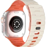 Uray store Apple Watch Ultra 49mm Wowen Kordon - Beyaz-Turuncu