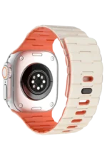 Uray store Apple Watch Ultra 49mm Wowen Kordon - Beyaz-Turuncu