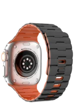 Uray store Apple Watch Ultra 49mm Wowen Kordon - Siyah-Turuncu