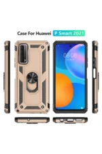 Uray store Huawei P Smart 2021 Kılıf Sofya Yüzüklü Silikon Kapak - Gold - Görsel 3