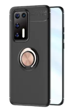 Uray store Huawei P40 Kılıf Range Yüzüklü Silikon - Siyah-Gold