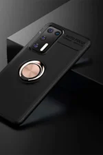 Uray store Huawei P40 Kılıf Range Yüzüklü Silikon - Siyah-Gold - Görsel 3