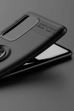 Uray store Huawei P40 Kılıf Range Yüzüklü Silikon - Siyah-Gold - Görsel 4