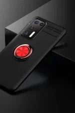 Uray store Huawei P40 Kılıf Range Yüzüklü Silikon - Siyah-Kırmızı - Görsel 3