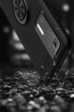 Uray store Huawei P40 Kılıf Range Yüzüklü Silikon - Siyah-Kırmızı - Görsel 5