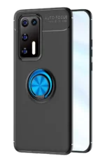 Uray store Huawei P40 Kılıf Range Yüzüklü Silikon - Siyah-Mavi