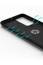 Uray store Huawei P40 Kılıf Range Yüzüklü Silikon - Siyah-Mavi - Görsel 6