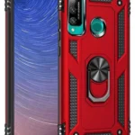 Uray store Huawei P40 Lite E Kılıf Sofya Yüzüklü Silikon Kapak - Kırmızı