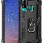 Uray store Huawei P40 Lite E Kılıf Sofya Yüzüklü Silikon Kapak - Siyah