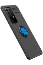 Uray store Huawei P40 Pro Kılıf Range Yüzüklü Silikon - Siyah-Mavi - Görsel 2