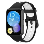 Uray store Huawei Watch Fit 2 Spor Delikli Kordon - Siyah-Beyaz