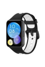 Uray store Huawei Watch Fit 2 Spor Delikli Kordon - Siyah-Beyaz