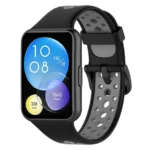 Uray store Huawei Watch Fit 2 Spor Delikli Kordon - Siyah-Gri