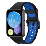 Uray store Huawei Watch Fit 2 Spor Delikli Kordon - Siyah-Mavi